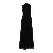 Rotate Birger Christensen Blommig Mesh Maxi Klänning Black, Dam