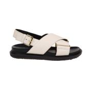 Marni Vita Läderkorsade Sandaler White, Dam