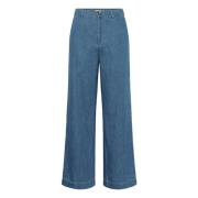 Part Two Blå Denim Wide Leg Jeans Blue, Dam