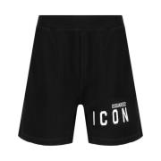 Dsquared2 Monokroma Bomullsshorts med Elastisk Midja Black, Herr