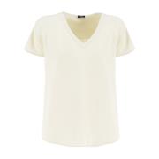 Kiton Silke V-ringad skräddarsydd T-shirt Beige, Dam