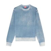 Diesel Blå Logo Print Crew Neck Sweater Blue, Herr