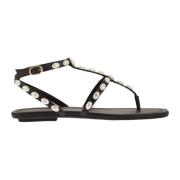 Stuart Weitzman Pearlita Pärla Thong Sandal Black, Dam