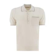 Brunello Cucinelli Kontrast Polo Skjorta med Stiliga Insatser Beige, H...