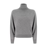 Peserico Turtleneck Jumper med Geometriska Stygn Detaljer Gray, Dam