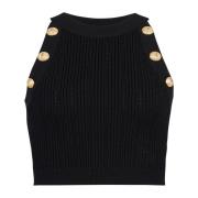 Balmain Stickad crop top Black, Dam