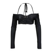 Versace Jeans Couture Elegant Topp med Stretchigt Tyg Black, Dam