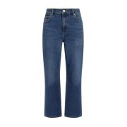 Tory Burch Flared Cropped Jeans Five-Pocket Style Blue, Dam