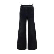 Givenchy Justebara Satinbälte Jeans med Fransad Midjeband Black, Dam