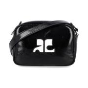 Courrèges Svart Lackläder Crossbody Väska Black, Dam