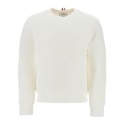 Thom Browne Randig Bomull Crewneck Sweatshirt White, Herr