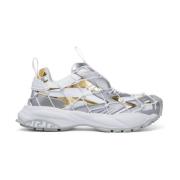 Versace Vita Sneakers med Metallisk Färgblockdesign White, Herr