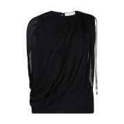 Lanvin Svart Draperad Topp Black, Dam