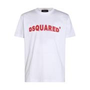 Dsquared2 Vit Bomull T-shirt med Logotyp White, Herr