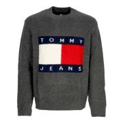 Tommy Hilfiger Kol Melange Flaggsweater Gray, Herr