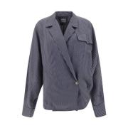 Khaite Pinstripe Asymmetrisk Knappskjorta Blue, Dam