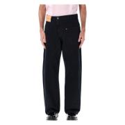 JW Anderson Svart Twisted Workwear Denim Byxor Black, Herr