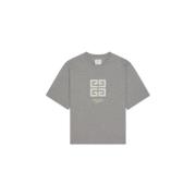 Givenchy Kortärmad bomullst-shirt med 4G-emblem Gray, Herr