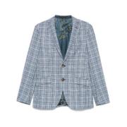 Etro Ljusblå Knäppt Blazer med Fickor Blue, Herr