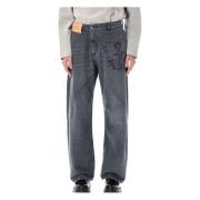 JW Anderson Grå Twisted Workwear Denim Jeans Gray, Herr