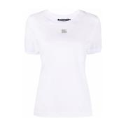 Dolce & Gabbana Vit T-shirt med kristallmonogram White, Dam