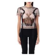 Ottolinger Katttryck Mesh T-shirt Multicolor, Dam