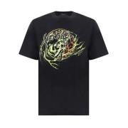 Versace Monogram Print Bomull Crew Neck T-shirt Black, Herr