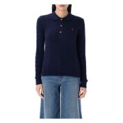 Polo Ralph Lauren Kabelstickad Långärmad Tröja Blue, Dam