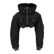 Jean Paul Gaultier Svart Nylon Vadderad Bomberjacka med Huva Black, Da...