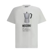 Moschino Kaffekanna Tryck Bomull T-shirt White, Herr