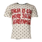 Dolce & Gabbana Polka Dot Grafiskt Tryck T-shirt Beige, Herr