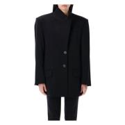 The Attico Svart ullblazer med monolapelkrage Black, Dam