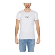 Emporio Armani Vit Bomull T-shirt för Män White, Herr