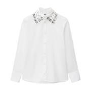 Msgm Nitar Vit Skjorta Aw24 White, Dam