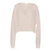 Jucca V-ringad blus i bomullssilkeblandning Pink, Dam