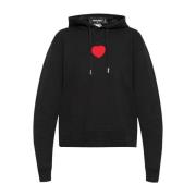 Dsquared2 Svart Bomull Hjärta Patch Hoodie Black, Dam