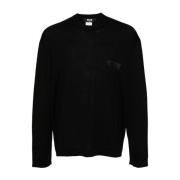 Msgm Svart ullstickad tröja Aw24 Black, Herr