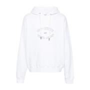 Off White Vit Bomull Hoodie Sweatshirt White, Herr