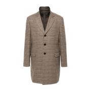 Fay Beige Tartan Yllekappa med Avtagbar Gilet Beige, Herr