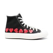 Comme des Garçons Play Hjärta Sneakers Svart Bomull Hög Topp Multicolo...