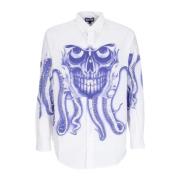 Octopus Skull Långärmad Skjorta Vit White, Herr