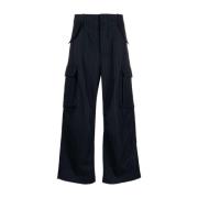 Laneus Marinblå Cashmere Randig Wide Leg Byxor Blue, Herr