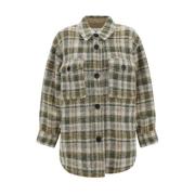 Isabel Marant Étoile Rutig Mönster Ull Skjortjacka Oversize Green, Dam