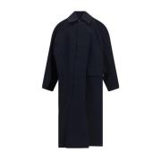 Marni Broderad bomullstrenchcoat Blue, Dam