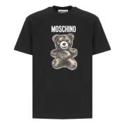 Moschino Svart Bomull T-shirt med Logotyptryck Black, Herr