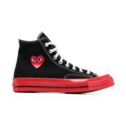 Comme des Garçons Play Hög Topp Hjärta Tryck Sneakers Svart Black, Her...