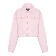 Balmain Beskuren blekt jeansjacka Pink, Dam