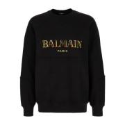 Balmain Vintage Logo Embroidered Oversized Sweatshirt Black, Herr