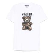 Moschino Teddybjörn Logo Print T-shirt Vit White, Dam