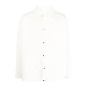 Jil Sander Bomull Logo Skjorta Jacka Vit Knappar White, Herr